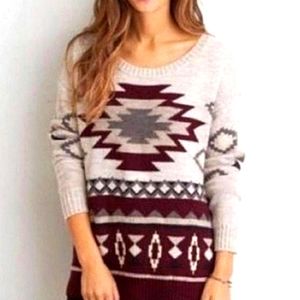 American Eagle Outfitters Wool Blend Cozy Aztec Sweater
